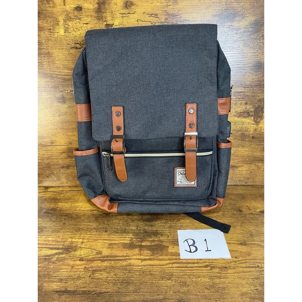 Mancio Vintage Laptop Backpack with USB Charging Port